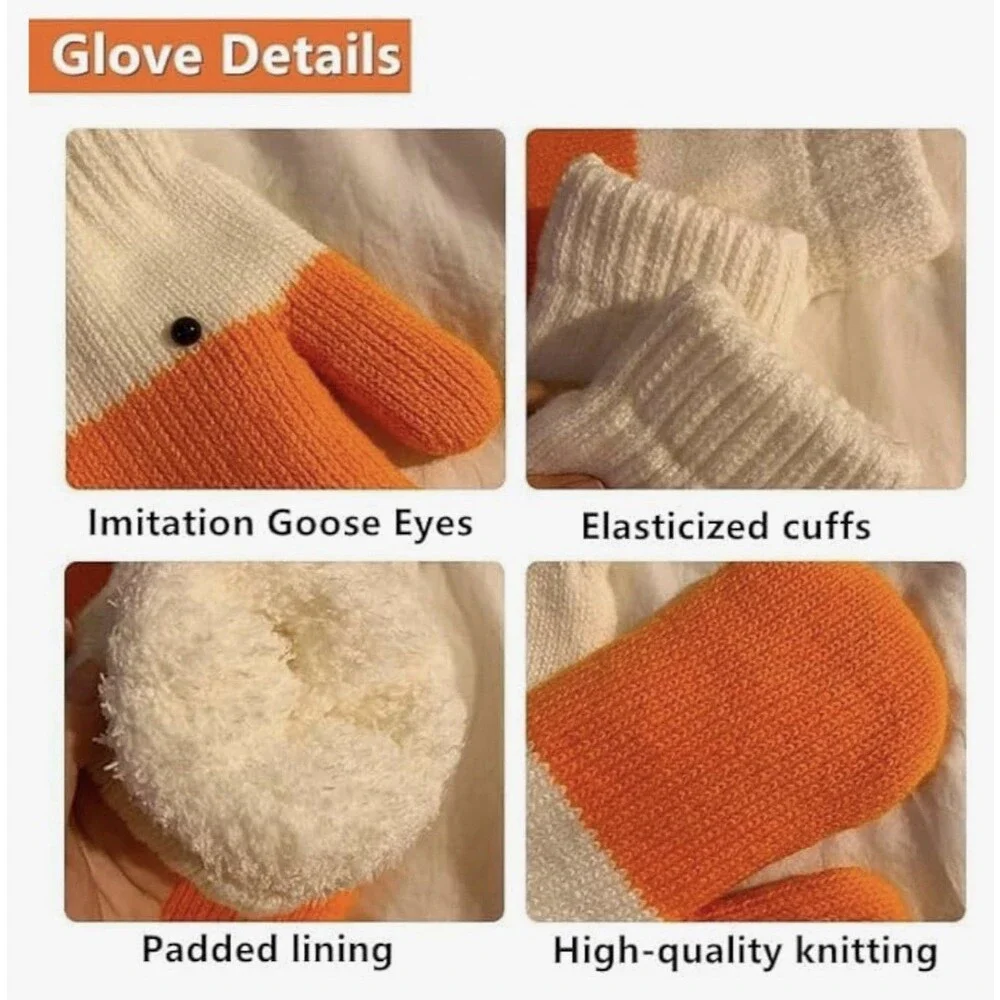 Silly Goose Gloves Winter Funny Novelty Animals Women Cute Knitted gloves 2 pack